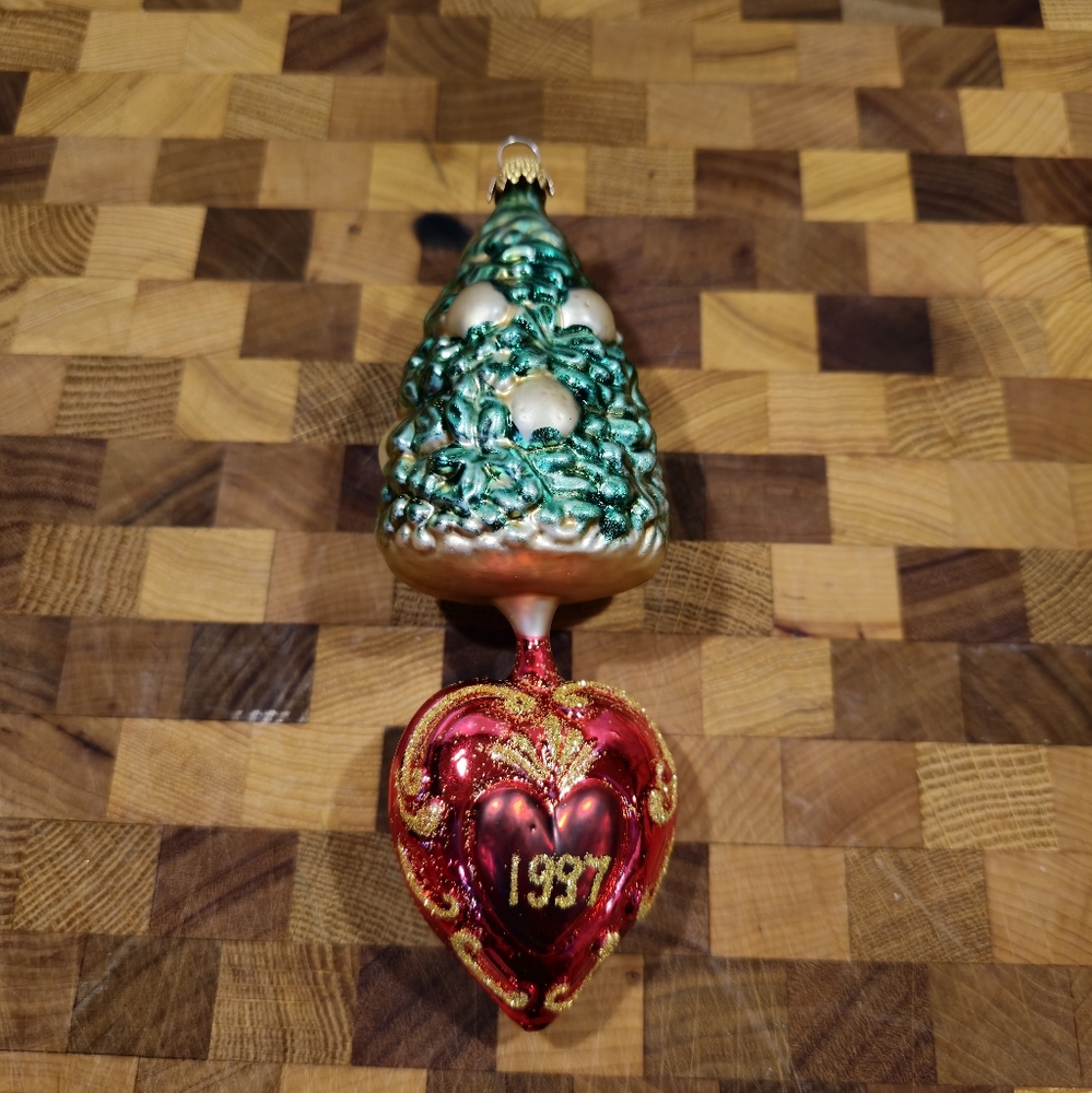 Vintage 90s Blown Glass Christmas Tree Ornament